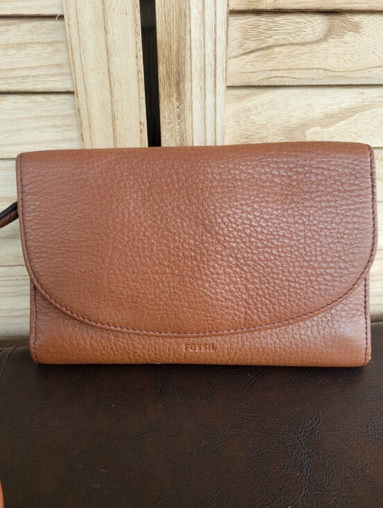 Fossil Handbags - Fossil Sophia Leather Wallet Bag Crossbody Brown Purse Classic